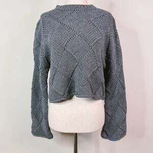JW Anderson Basketweave Sweater Cropped Gray Leather Wool Size XS S Minimalist